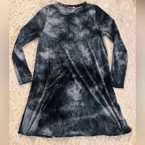 EARTHBOUND navy Blue Tie-Dye velvet dress womans size medium